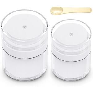 2 Pack Airless Pump Jars 1oz & 1.7oz Cream Containers Travel Cosmetic